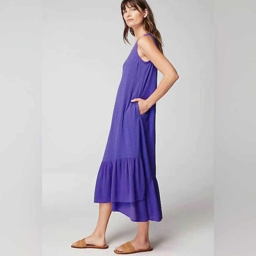 J.jill Mixed-media Flounced-hem Knit Dress